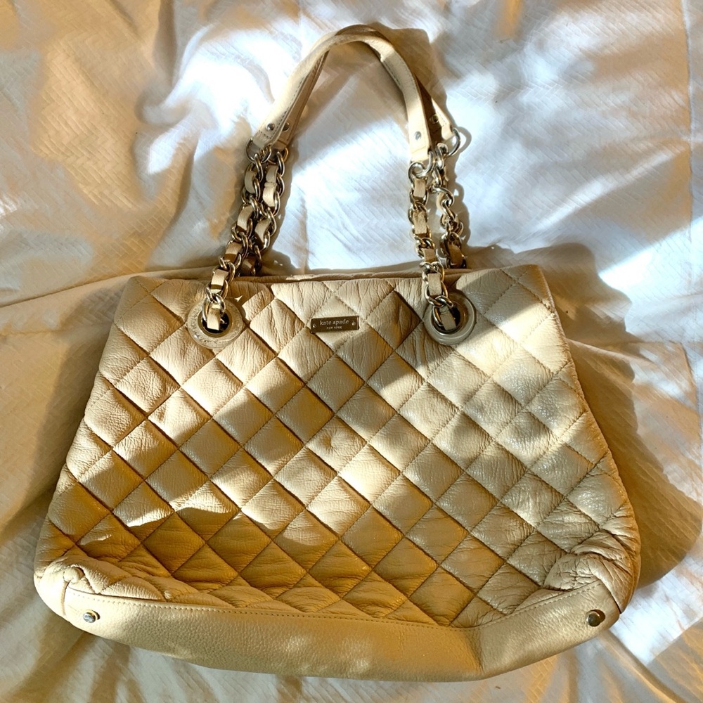 Kate Spade Cream Quilted Leather Shoulder Bag